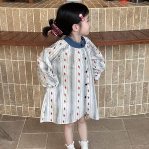 블루 카라 플라워 원피스 여아원피스 드레스 니트원피스 겨울원피스 가을 아동 R24615