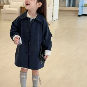 네이비 미디 하프 코트 여아코트 겉옷 트렌치코트 울코트 겨울 기모 아동 R24546
