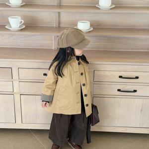 카키 체크 커프 트렌치 여아코트 트렌치코트 겉옷 울코트 겨울 기모 아동 R24544