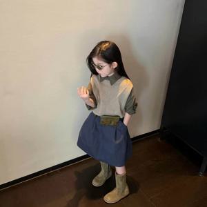 케이블 브이넥 니트 베스트 여아조끼 패딩조끼 겉옷 겨울 베이지 기모 아동 R24043