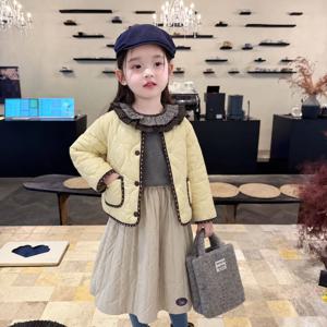 옐로 파이핑 퀼팅 자켓 여아자켓 점퍼 겉옷 겨울 기모 아동 초등학생 R23658