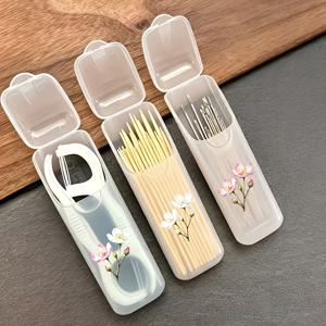 3개 우아한 벚꽃 패턴 휴대용 여행용 정리함 - 이쑤시개, 치실 및 일상 보관함, 컴팩트하고 편리함, 여행용 보관함, 미니 정리함, 작은 물품 휴대에 적합, 누출 방지 여행용 알약 정리함