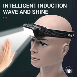 1개, 다기능 스마트 유도 헤드램프 (LED 조명 8개 포함), USB 충전식 디자인, 초고휘도 휴대용 손전등, 각도 조절 가능, 내장 리튬 이온 배터리. 하이킹, 야간 조명, 낚시 등에 적합