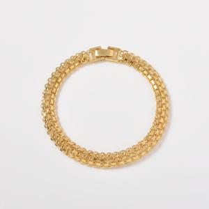 18K 골드 도금 구리 멀티 로우 체인 팔찌 1개, 0.7cm 너비 레이어드 링크 디자인, 박스 걸쇠 포함