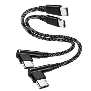 2개입 짧은 엘보 Type-C- Type-C 데이터 케이블, 30Cm/1Ft/11.8Inch, 휴대용 듀얼 Type-C 충전 케이블, 아이폰 17/16Pro Max, , 갤럭시 S20/S10/S9/S8 Plus/S10E/노트 20/10/9/8 호환, 짧고 편리함