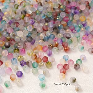 550개 컬러 고품질 6mm 랜덤 혼합 색상 프로스트 골드 글리터 유리 비즈, 원형 비즈, 루스 비즈, 팔찌 목걸이 추가 재료