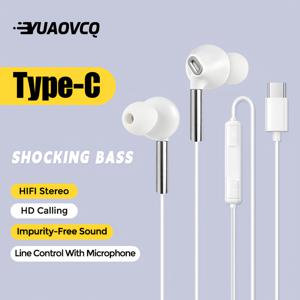 YUAOVCQ 유선 이어폰, 휴대폰용 인이어 헤드폰, 디지털 칩, Type-C/USB-C 잭 모델, 고해상도 음질, HiFi 스테레오, 통화용 HD 마이크 내장 이어버드, 몰입형 헤비 베이스, 휴대폰, 태블릿, 노트북에 적합, 대부분의 USB-C/Type-C 잭 장치와 호환