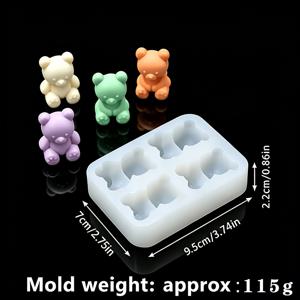 곰 모양 4구 실리콘 몰드, DIY 자동차 방향제 캔들 및 집 장식 수지 주조용