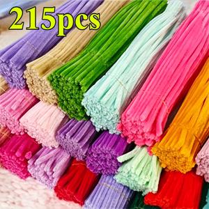 215개 파이프 클리너 30cm/12인치 굵은 암호화 셔닐 스템, DIY 드래곤 인형 만들기, 미술 공예, 파티 휴일 장식, 생일 선물, 수제 장식 DIY 용품을 위한 유연한 스틱