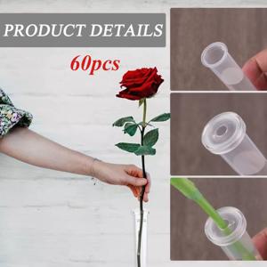 꽃 보존제 60개입, 10ml 플라스틱 꽃 영양 스트로우 (캡 포함), 꽃꽂이 적합, 투명 신선 꽃 보존제