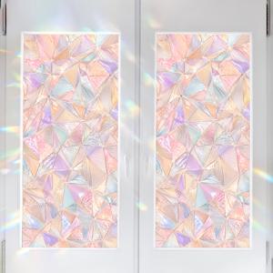 1개 파스텔 무지개 패턴 창문 필름, 45X100Cm PET 프로스트 프라이버시 유리 스티커, 욕실 침실 주방 사무실 문 캐비닛용 자가 접착식 제거 가능한 장식 커버