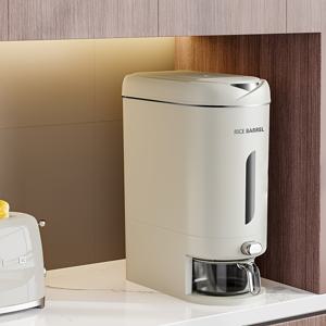 10L/20L 밀폐형 프레스 타입 쌀통 디스펜서, 식품 등급 투명 밀폐 보관함, 전기 불필요 원클릭 자동 쌀 디스펜서, 가정용 캐비닛 대용량, 틈새 디자인 주방 공간 절약, 쌀, 밀가루 적합