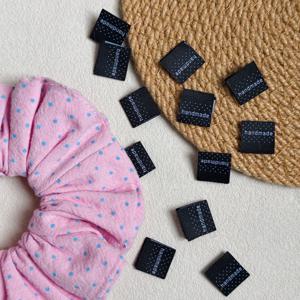 핸드메이드 라벨 우븐 패브릭 라벨, DIY 공예용 재봉 라벨, 자수 패치 아플리케 의류 장식 라벨, 의류 수공예품용 블랙 도트 수제 태그 액세서리