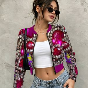 풀 프린트 여성 봄 가을 패션 야구 점퍼 캐주얼 반팔 긴팔 가디건, 클리셰를 거부하세요! 선물로 최고!