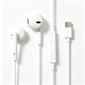 Type-C 유선 이어폰, 스테레오 인이어 헤드폰 (마이크 & 볼륨 조절 기능 포함), USB-C 장치용 노이즈 아이솔레이션 유선 헤드셋