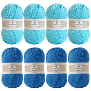 8개 마카롱 컬러 실 세트, 4단 100% 아크릴 원사, 총 무게 400g/1100yd, 크로셰 담요, 부케, 스웨터, 모자, 스카프 등 소품 제작에 적합 – 초보자용 키트