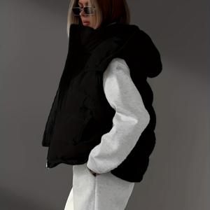 여성 솔리드 컬러 간편 데일리 패딩 퍼퍼 조끼
