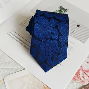 남성용 블루-블랙 페일지 패턴 넥타이, 공식 행사 및 출퇴근에 적합, 비즈니스 복장과 완벽하게 어우러지는 질감 있는 자카드 디자인