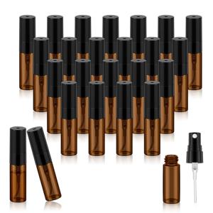 80개 미니 유리 스프레이 병 세트, 각 3ml, 섬세한 미스트 향수 발림을 위해 디자인됨. 휴대용 빈 용기이며, 샘플, 청소 및 여행에 적합하며, 앰버 컬러로 제공됩니다.