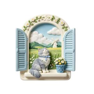 1개 3D 수면 블루 창턱 아기 고양이 냉장고 자석, 엠보싱 공예 레진 자석 냉장고 자석, 창의적인 홈 데코 자석 - 주방, 냉장고, 식기세척기, 화이트보드, 사무실에 적합, 완벽한 크리스마스 선물, 생일 선물