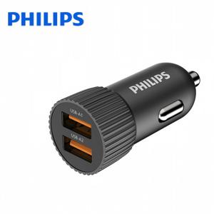 Philips DLP4521B/73 36W Max 듀얼 USB-A 차량용 충전기, 18W 포트당 고속 충전 차량용 라이터 어댑터 (휴대폰 태블릿용)
