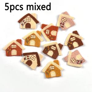 5개 3.5X4.2Cm 약간의 다색 하우스 패턴 레이스 원단 재단, 수제 재봉 아트 공예 재료 의류 헤어 클립 헤어 장식, 접착제 없음