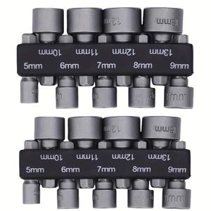 18개 육각 소켓 및 너트 드라이버 세트, 5mm-13mm 미터법 소켓 비트, 육각 샹크 소켓 렌치 세트, 드릴, 임팩트 드라이버용 자기 너트 드라이버, 가정용 DIY, 자동차 수리, 유지보수 및 설치용