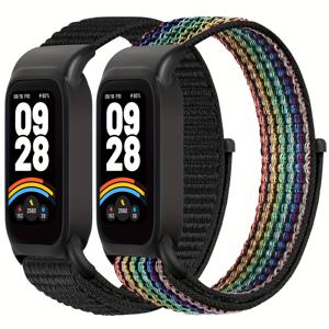 2개 팩, xiaomi 스마트 밴드 9 Active/Redmi 밴드 3 호환 나일론 스트랩, 통기성 조절 가능 교체 밴드, 스포츠 밴드, 남녀공용, 스마트 밴드