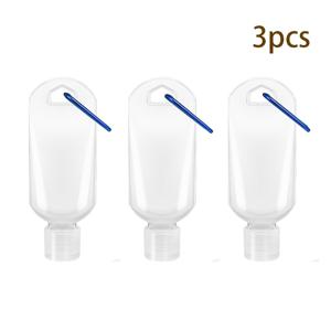 3개 세트 50ml 리필 가능한 플라스틱 여행용 손소독제 병, 플립 뚜껑 키링 & 후크