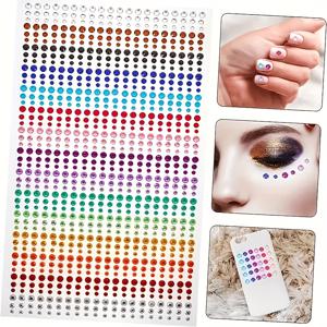 1800개 3-4-5mm 라인석 스티커, 보석류 스티커, 접착식 주얼리 스티커, 공예용 반짝이는 라인석 스티커, 눈, 네일용 아이 메이크업 장식, 다양한 스타일의 아크릴 라인석 스티커