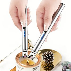 2개 방풍 아크 펄스 전자 라이터, 플라즈마 주방 점화 건, 야외 비상 점화기, USB 충전, 무화염, 편리하고 가벼운 디자인, 아연 합금 케이스, 캠핑, 하이킹, 생존 비상용