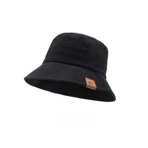 1개 야외 남녀공용 가죽 라벨 낚시모자, 가볍고 편안한 브림리스 캡, 모든 스타일에 어울리는 간편한 버킷햇