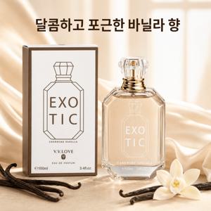 [매력적인 바닐라향 여성 향수 추천] V.V.LOVE EXOTIC 여성 향수, 달콤한 바닐라향 롱 롱 지속력 좋은 향수, 크리스털 모자 디자인, 대용량 100ml 내추럴 미스트 타입, 일상 출근 데이트 모임 선물용 여성 향수, 1개 룩