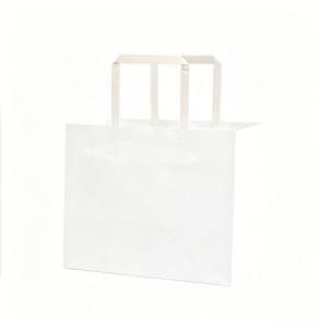 10개 화이트 종이백 25*25*25cm 초광폭 대형 종이 선물 가방, 손잡이 포함, 테이크아웃, 파티, 쇼핑, 식품 포장용, 재활용 가능한 푸드 서비스백, 화이트
