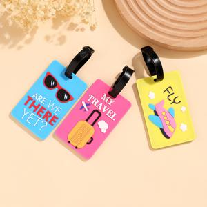 3개 멀티컬러 안경 글자 수하물 비행기 멀티컬러 가방 태그 PVC 소프트 내구성 ID 등록 분실 방지 식별 플레이트 가방 펜던트 선물, 친구, 가족, 커플용
