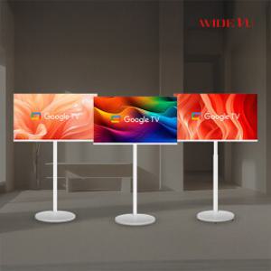[롯데홈쇼핑 단독증정][와이드무빙뷰] 40/43인치  QLED 화이트 스마트 이동식 TV 세트 (+5M 케이블) 모음전