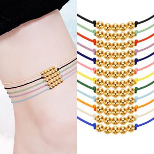 [골드피아] 14K 3mm 골든 5볼 실 발찌